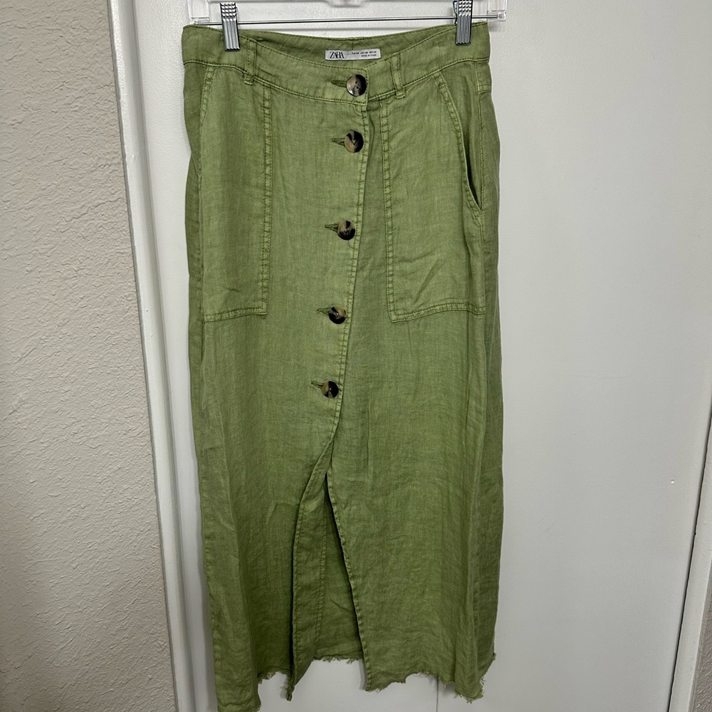 ZARA linen midi skirt